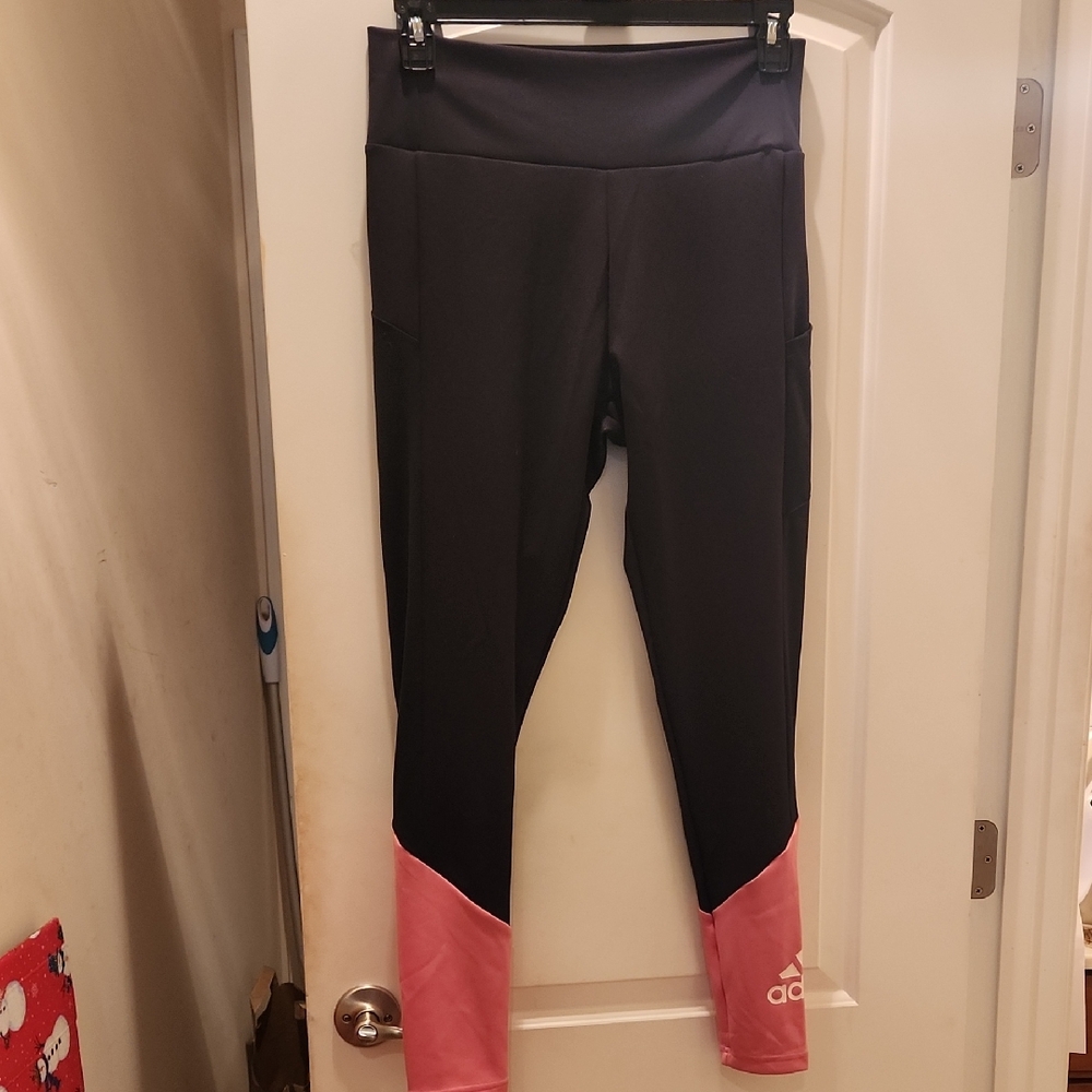 Adidas Women's Large Black and Pink Leggings Nwt